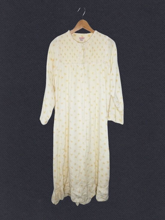 Radlee Other - 1970s Radlee Pastel Yellow Floral Flannel Nightgown, Large